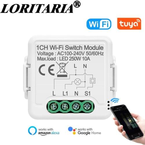 Tuya Mini Smart Wifi DIY Switch,1/2/3/4 gang 2 Way Control Automation Module, Smart LifeControl Work for Alexa,Google Home