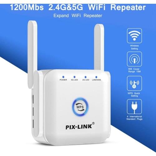 New 5G 1200Mbps 2.4G Wi Fi 300Mbps WiFi Repeater WPS Encryption Extender High Heat Dissipation Signal Amplifier Router Booster