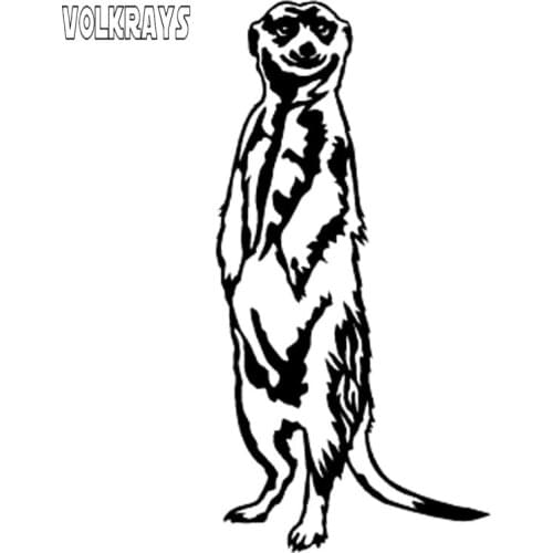 Volkrays Creative Car Sticker Meerkat Animal Accessories Reflective Waterproof Sunscreen Vinyl Decal Black/Silver,15cm*7cm