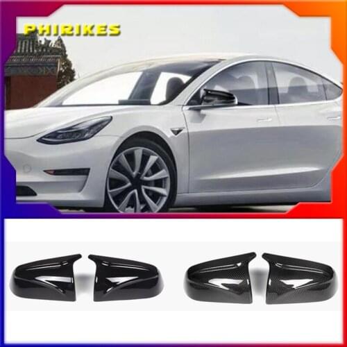 Replacement Trim 2p High Quality Carbon Fiber Pattern for Tesla Model 3 Model3 Tesla M3 2017-21 Rearview Mirror Cover