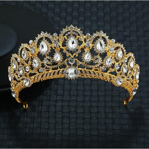 Silver color rose gold luxury crystal bride diadem queen tiaras and crowns rhinestone prom hair accessories for women wedding