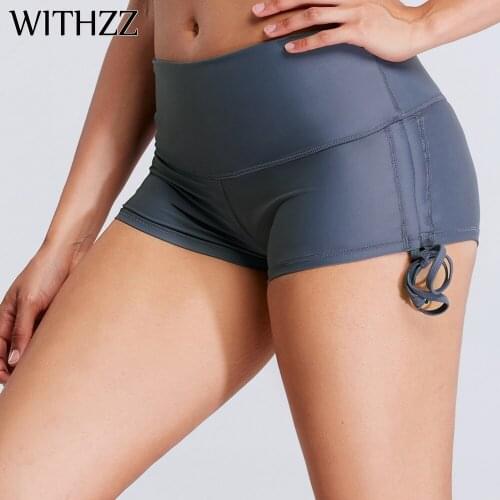 WITHZZ Female Stretch Quick-Dry Sports Workout Flexible Fitness High Waist Casual Strap Leggings Shorts