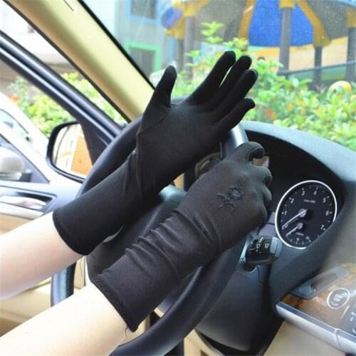 Lady Medium-long Thin Elastic Etiquette Gloves Summer Women Sunscreen Embroidered Gloves Driving Car Accessories