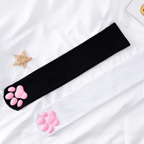Women Thigh High Socks Naughty Maid Cosplay Stockings 3D Cat Paw Pads Anime Stockings Kawaii Long Socks for Halloween Clubwear