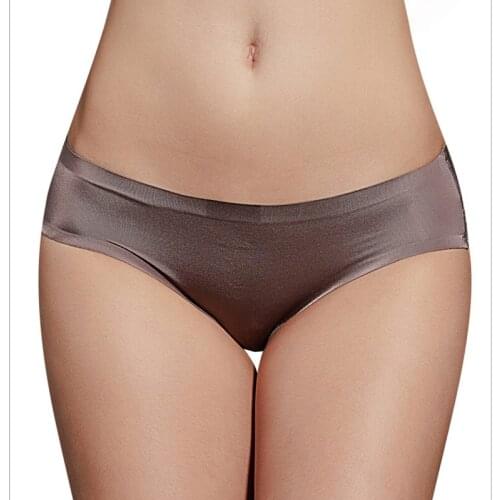 Womens Underwear Lace Sexy Mid Waist Briefs Pure Cotton Large Size Breathable Ice Silk Traceless Girl Nylon Female Solid Color