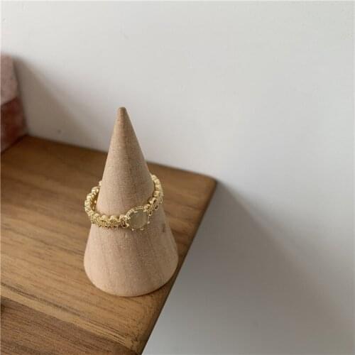 Orgin Summer Hot Sale Exquisite Geometrical Opals Ring for Women Unique Design Open Adjustable Ring Everyday Jewelry Accessories