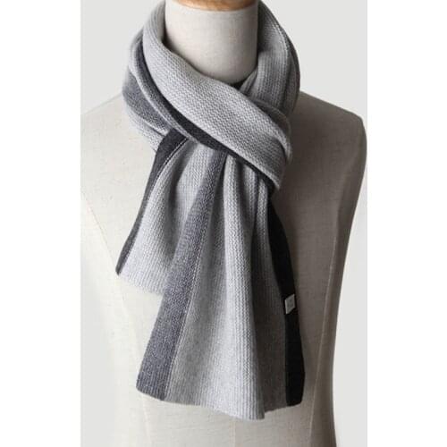 Winter Knitted 100 Goat Cashmere Scarf Men 2019 Luxury Brand Wool Gray Thick Warm Shawls Wrap For Male Pashmina Scarf Neck