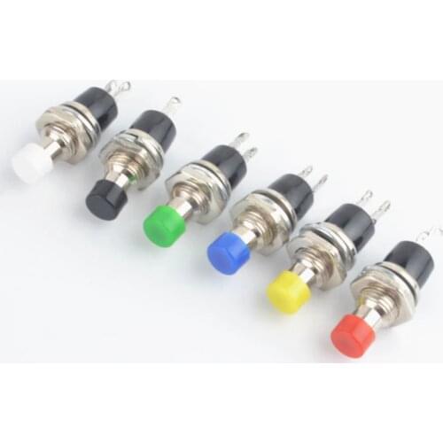 10Pcs 7mm Thread Multicolor 2 Pins Momentary Push Button Switch PBS-110