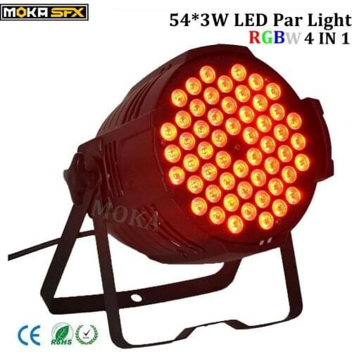 1 Pcs/lot Hot sale 54x3w led par light rgbw 4 in 1 full color Aluminum case par light dmx 512 stand led light for home party