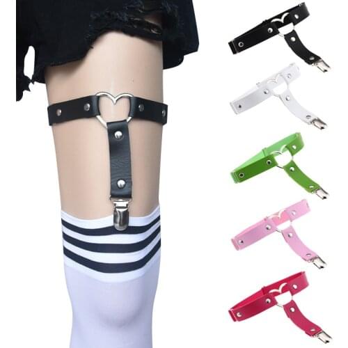 1pcs Women Sexy Punk Goth Heart PU Leather Elastic Garter Leg Thigh Ring Clothing Accessory Leg Suspender Sexy Stockings Garters