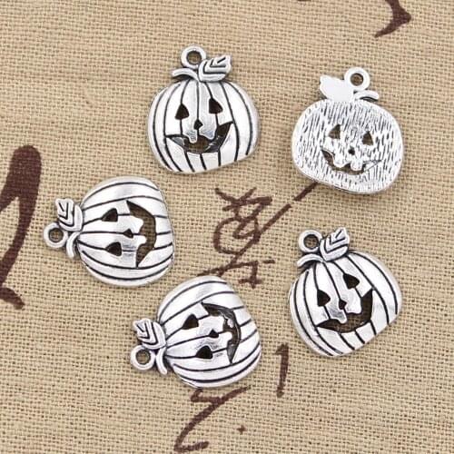 15pcs Charms Pumpkin Jack Lantern 18x15mm Antique Making Pendant fit,Vintage Tibetan Bronze Silver color,DIY Handmade Jewelry