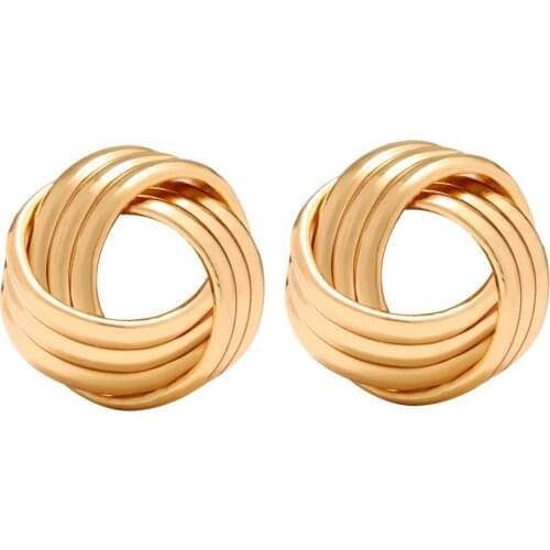 2021New Fashion Gold Metal Earrings Simple Alloy Three-layer Large Spiral Female Earring for women and girls