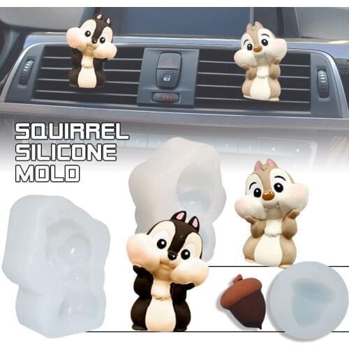 3D Cute Squirrel Silicone Mould Chipmunk Mould Car Vents Mold Aromatherapy Plaster Mold Diy Chocolate Fondant Cake Mold