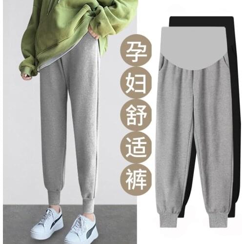 8032# Autumn Fashion Loose Sports Casual Maternity Pants Elastic Waist Belly Sweatpants Clothes for Pregnant Women Pregnancy