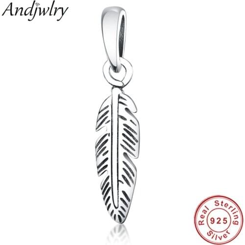 925 Sterling Silver Fit Original Pandora Charms Bracelets & Bangle Feather Charm Beads Fashion 925 Sliver Pendant DIY Jewelry