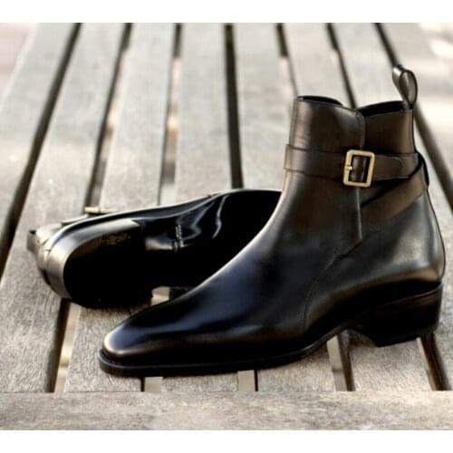 New Arrival Hot Sale Mens Boots Pu Leather Buckle Strap Fashion Casual Business Trendy Chelsea Boots Zapatos De Hombre KE509