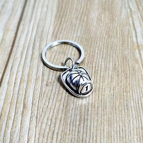 Firemen metal hat Keychain 2cm Fire prevention be careful key chain Pendant