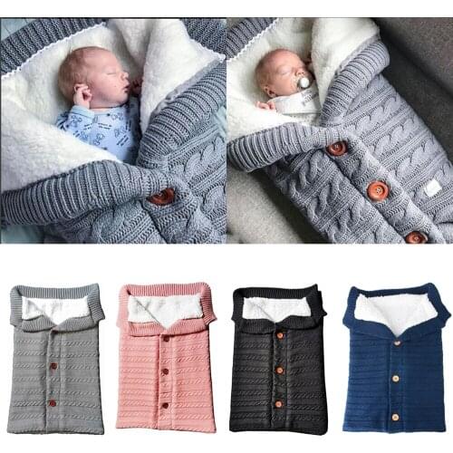 Newborn Baby Stroller Wrap Sleeping Bags Winter Warm Blanket Knitting Swaddle Wrap Toddler Sleeping Bag Pram Handrail set