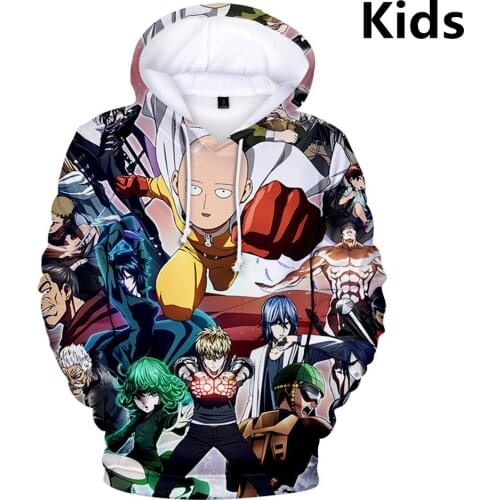 3 To 14 Years Kids Hoodies One Punch Man 3D Printed Boys Girl Hoodie Sweatshirt Kawaii Cartoon Coat Jacket Casual Teen Clothes