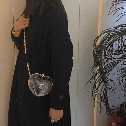 Hot sale womens transparent love cute bag heart shaped Valentine Day gift heart shaped bag hot female chain messenger bag gifts