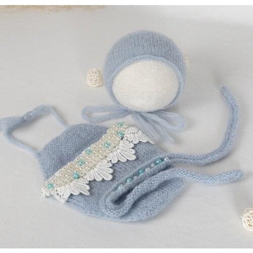 Newborn Beads Romper Lovely Pearl Baby Hat Set Crochet Baby Girl Hat Clothes Newborn Photograpy Props Christmas Romper Bonnet