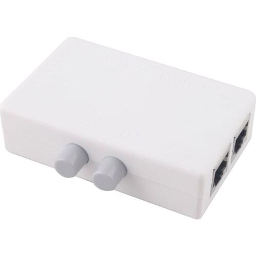 Mini Dual 2 Way Port RJ45 Network Manual Sharing Switch Switcher Box Adapter HUB #44424