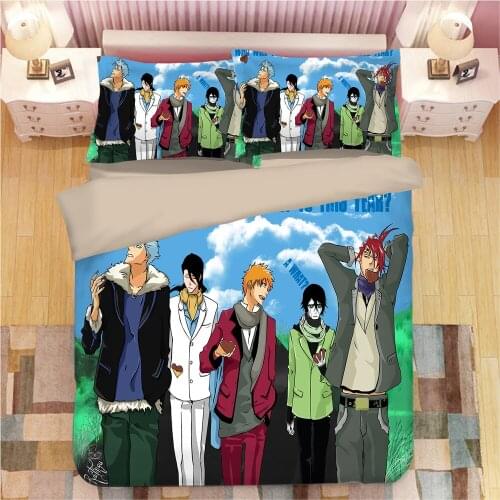 Japan Anime Bleach Duvet Cover Set 3D Bedding Sets Luxury Cartoon Bedding Set Include 1pcs Duvet Cover and 2pcs Dakimakura Case