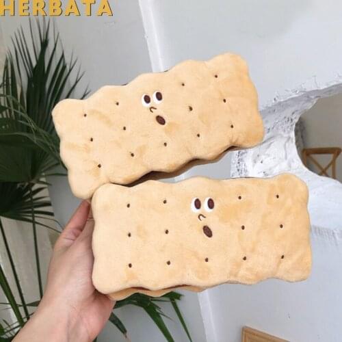 Korea Cute Plush Biscuits Girls Heart Male Female Pencil Bag Funny Pencil Cases Student Stationery Supplies Large Capacity Pouch