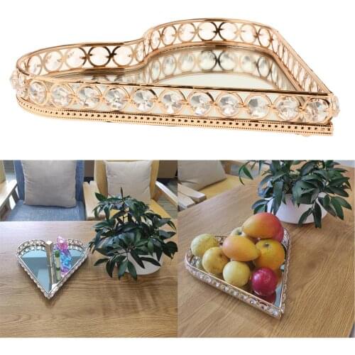 Metal Mirroy Tray Jewelry Display Plate Geometric Tray Mirror Gold Jewelry Storage Ring Dish Decorations Shelfs