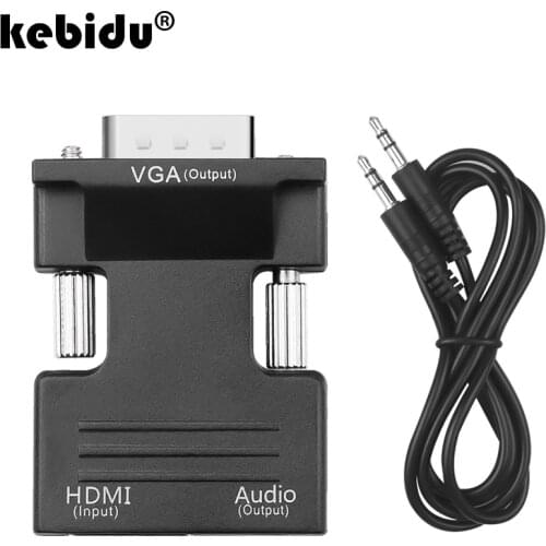 Kebidu HDMI-compatible to VGA Female to Male Mini Adapter Converter with Audio Adapter Cable Support 1080P Signal Output
