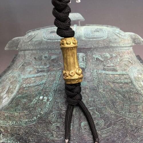 1PC Brass Bamboo Mini Knife Beads Paracord Knife Leather Lanyard Pendant Beads Flashlight Pendant EDC Outdoor Pocket Tool