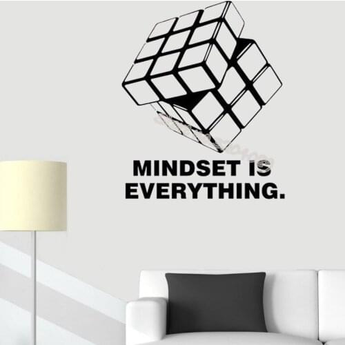 Cube Wall Sticker mindset is everything Quotations Decal Art interior design Decor Bedroom Mural school Art poster EB460