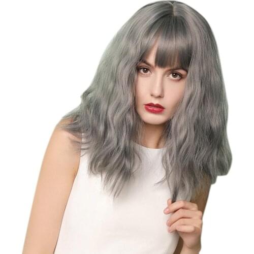 14'' Natural Elegant Wig Wavy Synthetic Wigs for White Women W/ Free Wig Cap