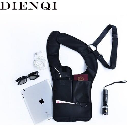 Anti-theft Nylon Shoulder Thin Male Pack Tactical Sling Single Armpit Bags Fit 9.7" iPad Purse Holster Personal Pocket Mens Bag
