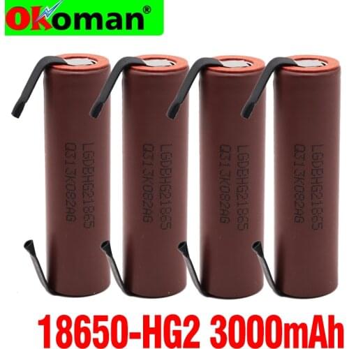 Original high capacity HG2 18650 battery 3000mah for HG2 high discharge power high voltage current + DIY nicke