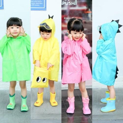 Cartoon Polyester Children Raincoat Cute Dinosaur Impermeable Kids Rain Coat Boys Girls Cloak Poncho Waterproof Baby Rain Jacket