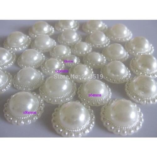 PNB0003 100pcs flatback flower buttons for craft 9mm-13mm-16mm-18mm cream color plastic buttons DIY accessories