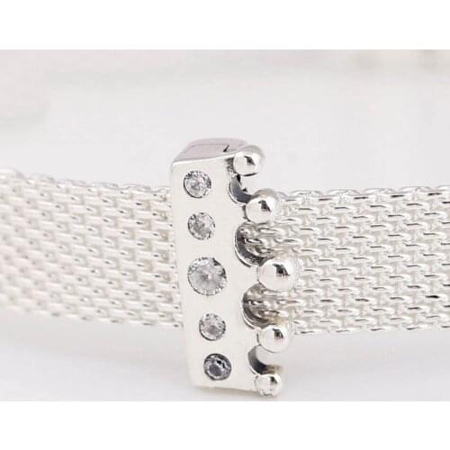 Authentic S925 Silver Reflexions Crown With Crystal Clip Charm fit Lady Bracelet Bangle For Women DIY Jewelry Making