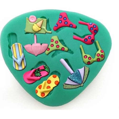 Sandy Beach Bikini Shape Fondant Silicone Mold for Pastry Cupcake Dessert Lace Cake Decoration Kitchen Accessories Baking Tool