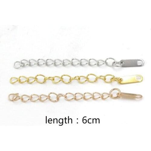 20pcs/lot Stainless Steel 3 Colors Extended Extension Chains Extender Jewelry Making Necklace Bracelet Chains Accessories 6cm