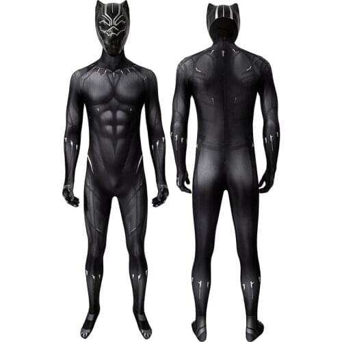 Adult Superhero Panther Challa Jumpsuit Cosplay Costume Halloween Masquerade Party Bodysuit