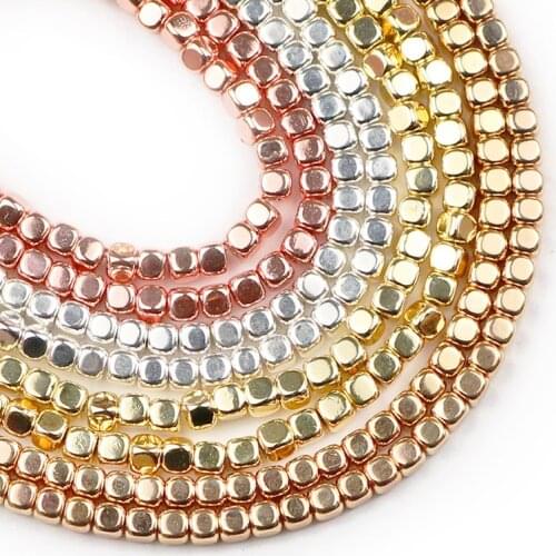 YHBZRET 3mm 145pcs Natural Stone Square cube Hematite beads charms loose Spacer Beads For Jewelry Making Diy Bracelets Necklace