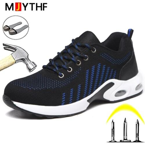 Protective Shoes Safety Boots Men Women Air Cushion Working Sneakers Steel Toe Industrial Shoes Light Comfort Work Boots Male