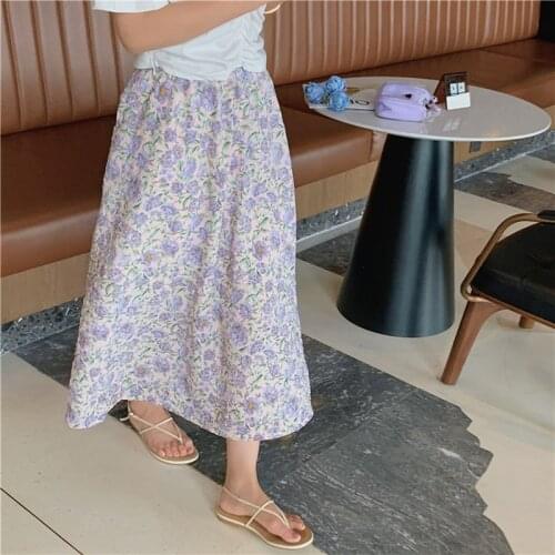 Womens Skirt Vintage Clothes Long Skirts White Harajuku Summer High Waist Streetwear 2021 Fashion flowy Spring Elastic Chiffon