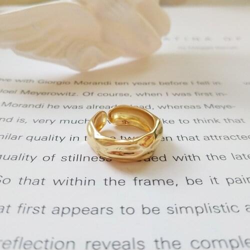 SHANICE INS Water wave 925 sterling silver gold color rings designer works simple element design personality rings for women