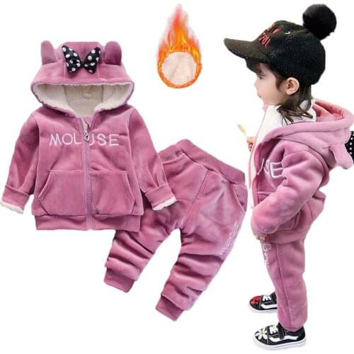 Winter Thick Warm Girls Clothing Set Plush Cotton Suit For Baby Girl Heavy Withstand The Severe Cold Toddler Children Clothes
