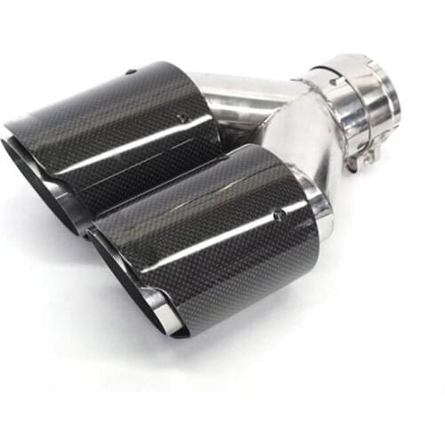 1 PC Sebring Carbon double glossy outlet muffler modified tail throat car stainless steel exhaust pipe universal tail pipe