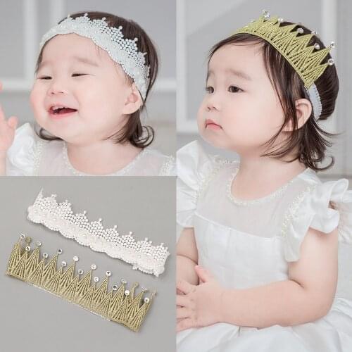 1 Pieces Crown Birthday Party Baby Lace Headband Girl Infant Hair Clothes Accessories Band Newborn Headwear Children Hairband