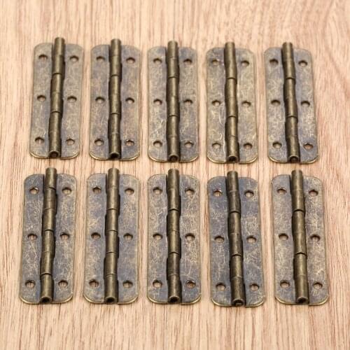 10Pcs 51*16mm Decorative Hinges Door Luggage Cabinet Hinge Vintage Jewelry Wooden Box Hinges Furniture Fittings With Screws