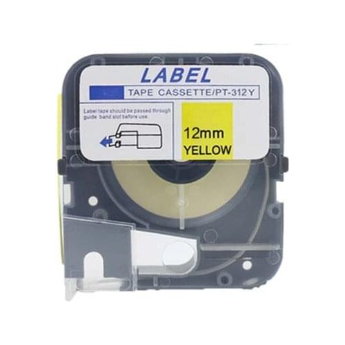 12mm LM-380E Cassette Tape PT-312 for MAX Ribbon Printer White Yellow sticker label For MAX lW-380E,lW-380A,LW-370E,LM-390A